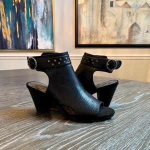 BareTraps Reining Snakeskin Open Toe Booties, 7M